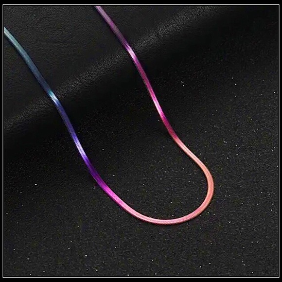 New titanium rainbow steel herringbone snake chain rope choker omega necklace - Picture 2 of 4